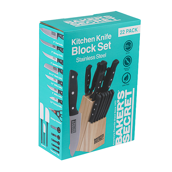 Baker's Secret 22pc Kitchen Knife Set