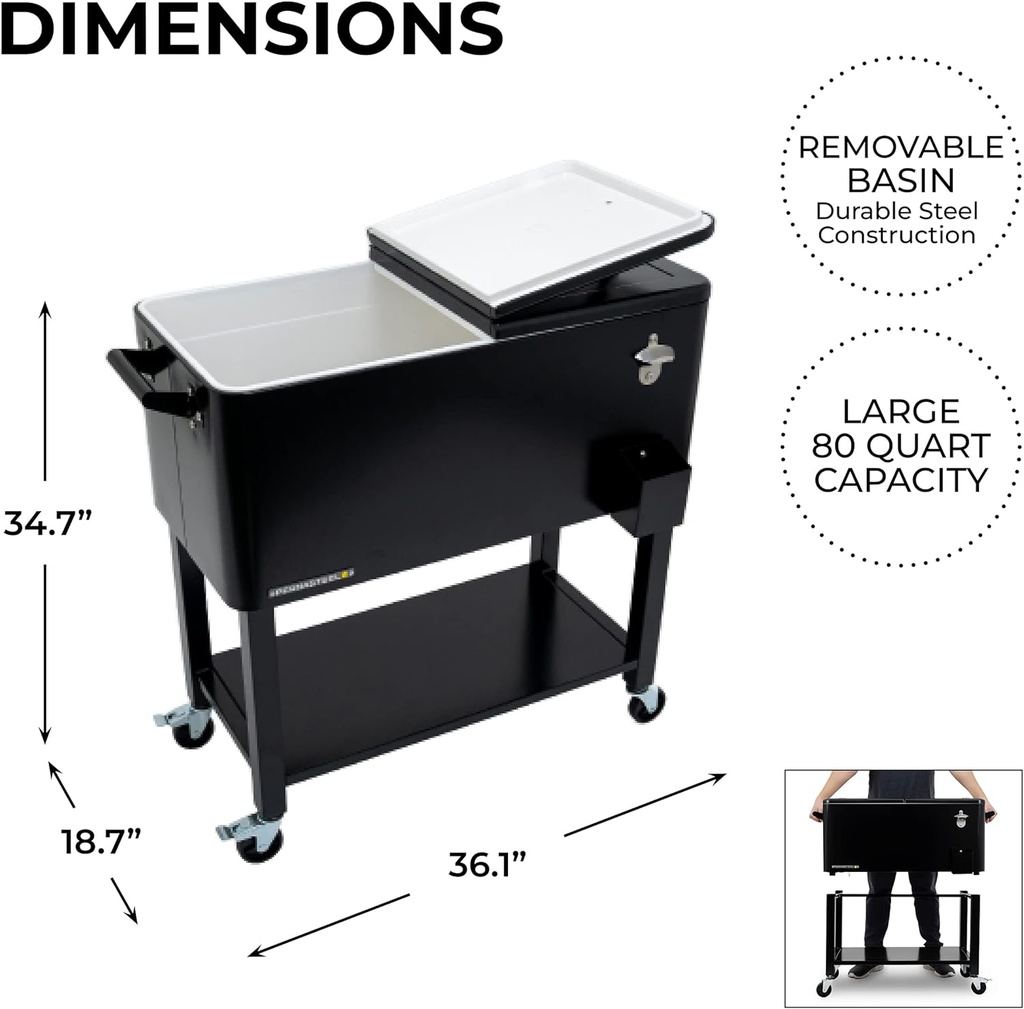 Permasteel Detachable Cooler 80 Qt. Black