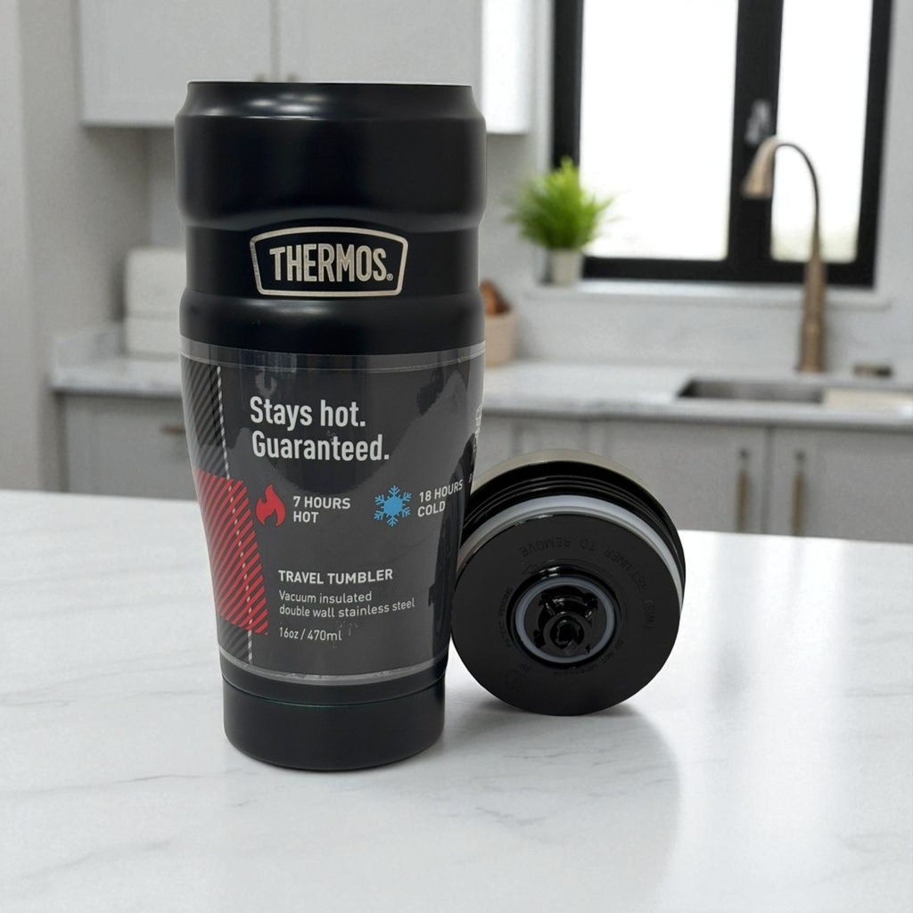 Thermos Stainless Steel Insulated Travel Tumbler, 16 Oz. Matte Blue