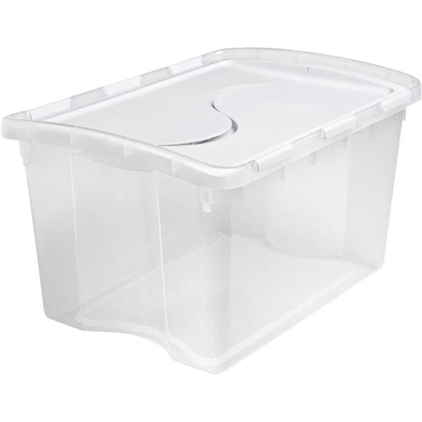 Sterilite Hinged Lid Storage Tote 48 Qt Clear