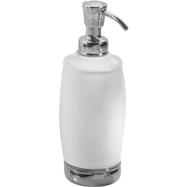 InterDesign York Tall Soap Dispenser 12 Oz. White/Chrome