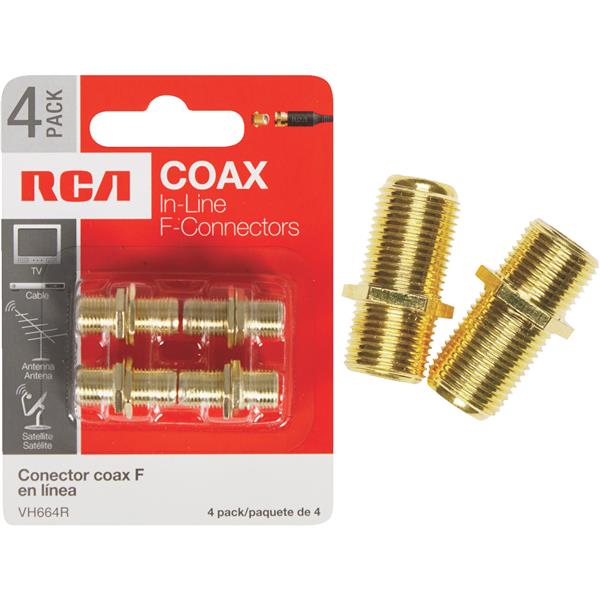 ****RCA In-Line Feed-Through Coax Connector (4-Pack)