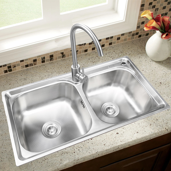 Royal Homes Topmount Double Bowl Kitchen Sink 30 x17 x7 in