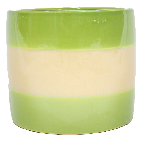 ****Classy Homes Ceramic Plant Pots  Striped Green / Light Pink S