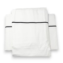 ****Kenneth Cole 400TC King Sheet Set, White With Navy Embroidered Line - 100% Cotton, 4Pc