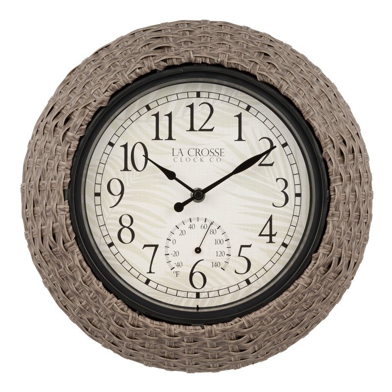 ****La Crosse Indoor/Outdoor Quartz Analog Clock 13 In. Brown Rattan