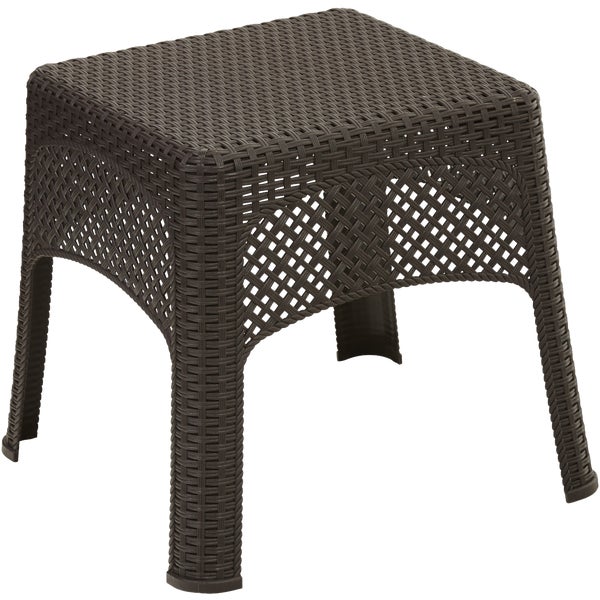 Adams Woven Poly Side Table 18.5 In. Square, Earth Brown