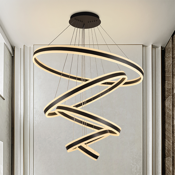 Royal Homes LED Chandelier 342W, D: 7.8+15.7+23.6+31.5+39.3 In. Rings