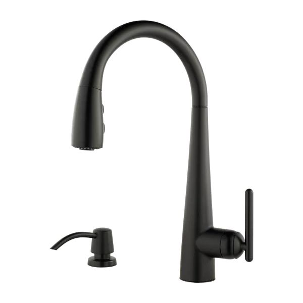 Pfister Lita 1-Handle Pull-Down Kitchen Faucet With Soap Dispenser, Matte Black
