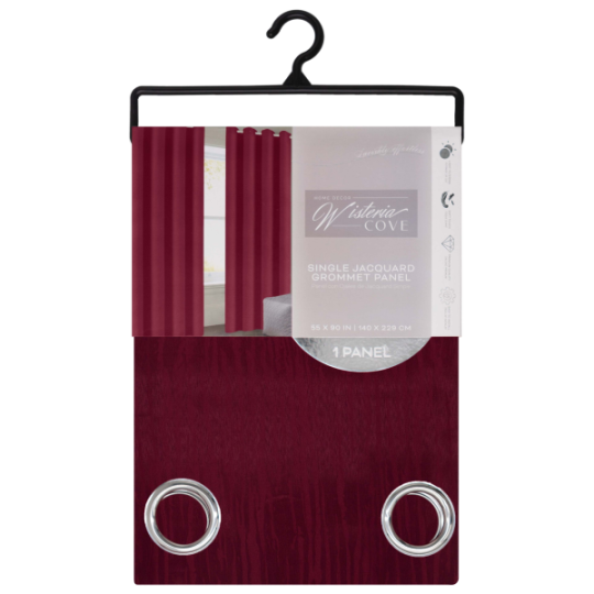 Renta Grommet Window Curtain Panel 55 x 90 In. Ruby Wine