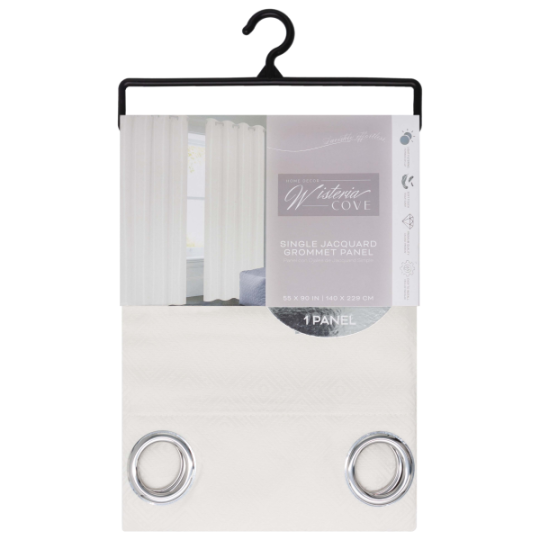 Anza Grommet Window Curtain Panel 55 x 90 In. Ivory