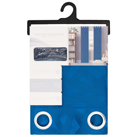 Trilia Grommet Window Curtain Panel with Tie Back 55 x 90 In. Royal Blue