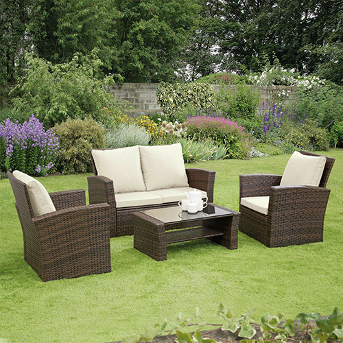 Venetto Patio Set 4pc Brown/ Beige
