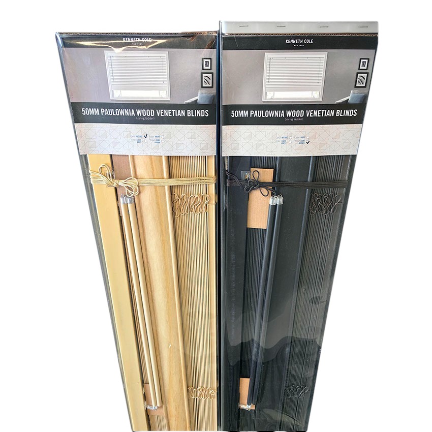 Kenneth Cole Paulownia Wood Venetian Blinds42"x90.5" (107x230Cm), Nature Brown