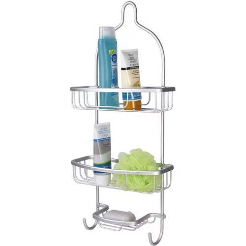 Home Basics Shower Caddy Aluminum, Silver