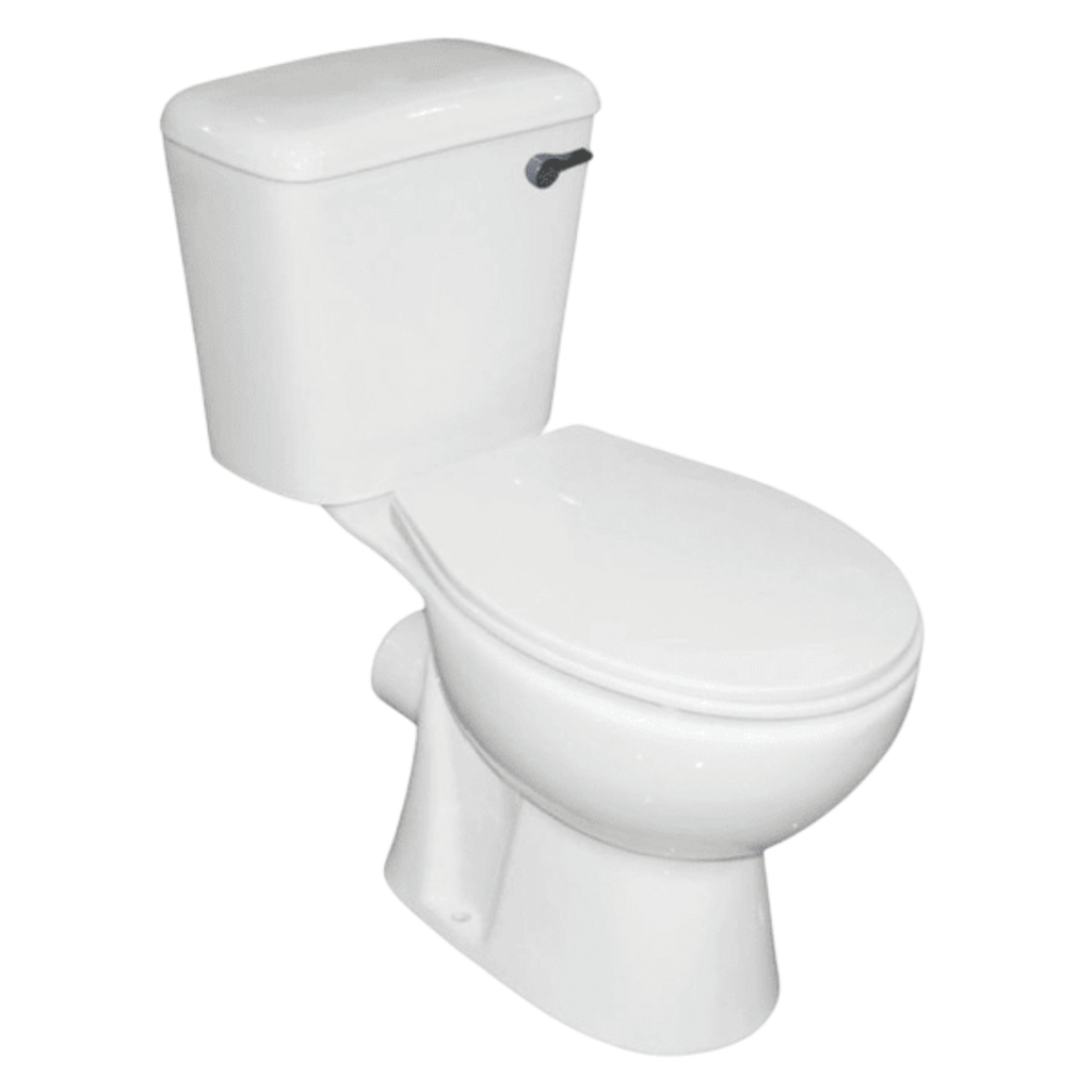 Briggs Two-Piece, P-Trap Toilet, Elongated, RH Trip Lever, White