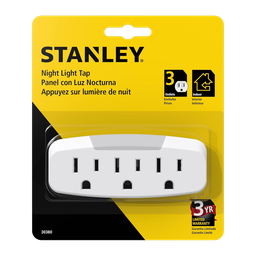 [30380] Stanley 3-Outlet Wall Tap with Night Light, White
