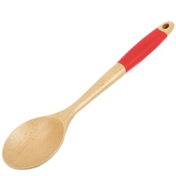 [21997] Chef Craft Wooden Spoon with Silicone Grip Handle, Red