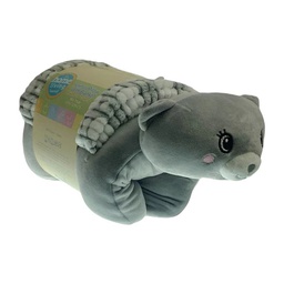[730-1446864] Home Living Micromink Animal Pillow with Blanket, Grey