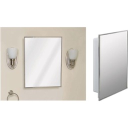 [X311] Zenith Single Mirror Surface/Recess Mount Medicine Cabinet 16.13 In W x 20.13 In H x 3.25 In D Stainless Steel