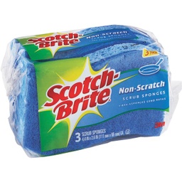 [MP-3-8-D] Scotch-Brite Zero Scratch Scrub Sponge, 4.4 In. x 2.6 In. x 0.7 In. Blue 3-Count