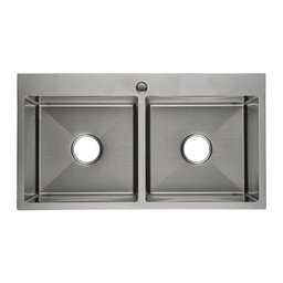 [DH8245 RHTDBKS15527] Royal Homes Top-mount Double Bowl Kitchen Sink 32.2 x 17.7 x 8.4 In.