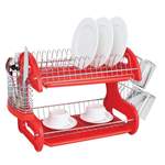 [DD10248 ] ****Home Basics Plastic Dish Drainer 2-Tier, Red