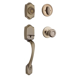 [96870-098] Kwikset Belleview Entry Handleset Single Cylinder, Antique Brass