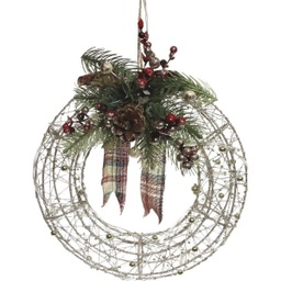 [CIM228HH] Alpine 11 In. 10-Bulb Warm White LED Gold Mesh Prelit Christmas Wreath