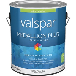 [028.0023004.007] Valspar Medallion Plus Premium Paint &amp; Primer Satin Interior Paint, Clear Base, 1 Gal.