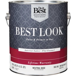 [HW36A0750-16] Best Look Latex Premium Paint &amp; Primer In One Flat Enamel Interior Wall Paint, Neutral Base, 1 Gal.