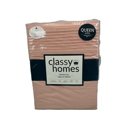 [CHQSSU27510] Classy Homes Queen 4pc Solid Sheet Set With Horizontal Style