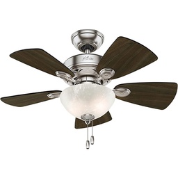 [1001694375 / 52092] Hunter Watson 34 in. Indoor Brushed Nickel Ceiling Fan with Light Kit (C.F.M - 3113)