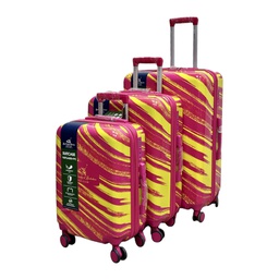 [078-1424683] Royal County of Berkshire 3pc Luggage Set 20/ 24/ 28 In. Yellow/ Pink