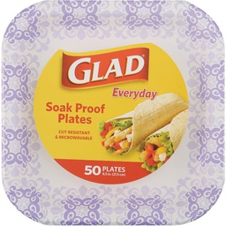 [BBP0096] Glad Everyday Paper Plates Square 8.5 In. Purple Victorian (50-Count)