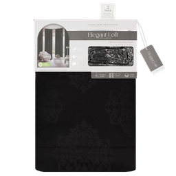 [WDPT41709A] Valvina Jacquard Room-Darkening Curtains 38 x 84 In. Black x2