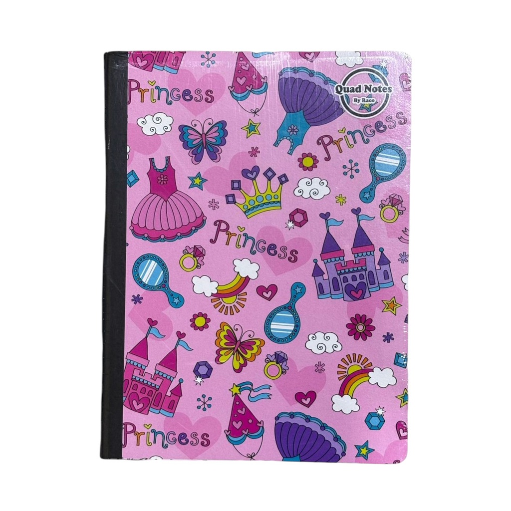 Quad Notes Notebook Girls Design, 100 Sheets - 6Pk