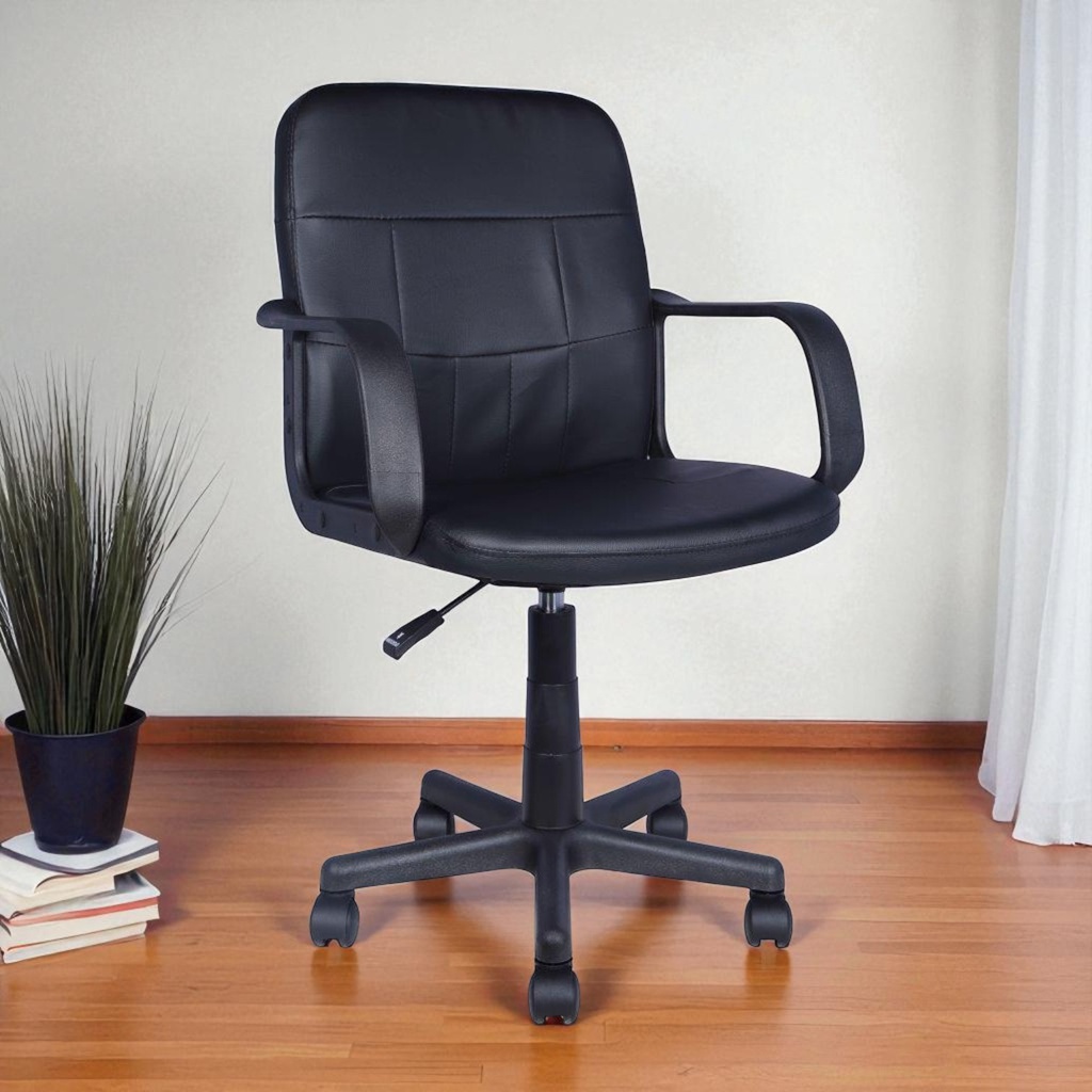 Mobel Executive Office Chair PVC, Black (Weight Limit 220lb)