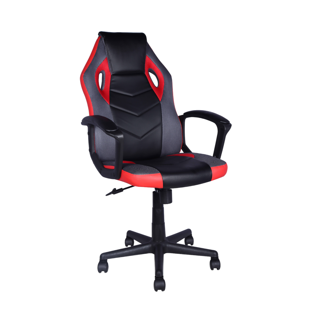Mobel Executive Gaming Chair, Padded Arms, Black/Red/Grey (Weight Limit 220lb)