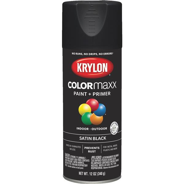 ^Krylon ColorMaxx12 Oz. Satin Spray Paint, Black