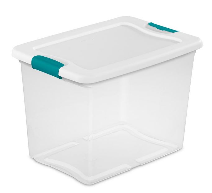 Sterilite Latching Box 25 Qt. 24L , Clear with White Lid