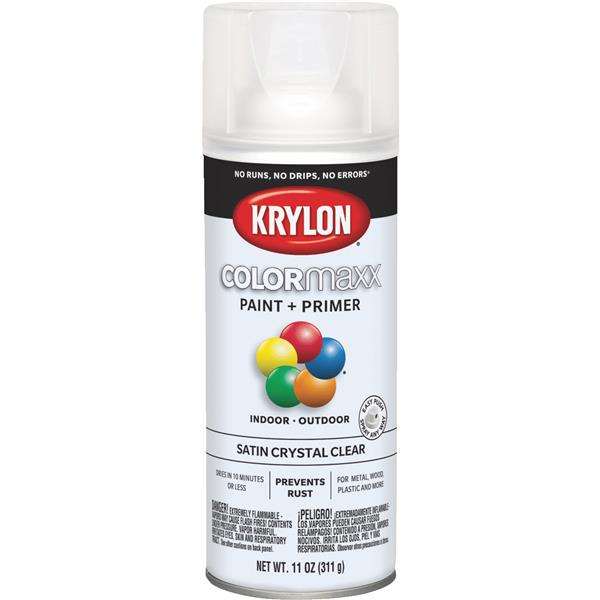 Krylon ColorMaxx 11 Oz. Satin Paint + Primer Spray Paint, Crystal Clear
