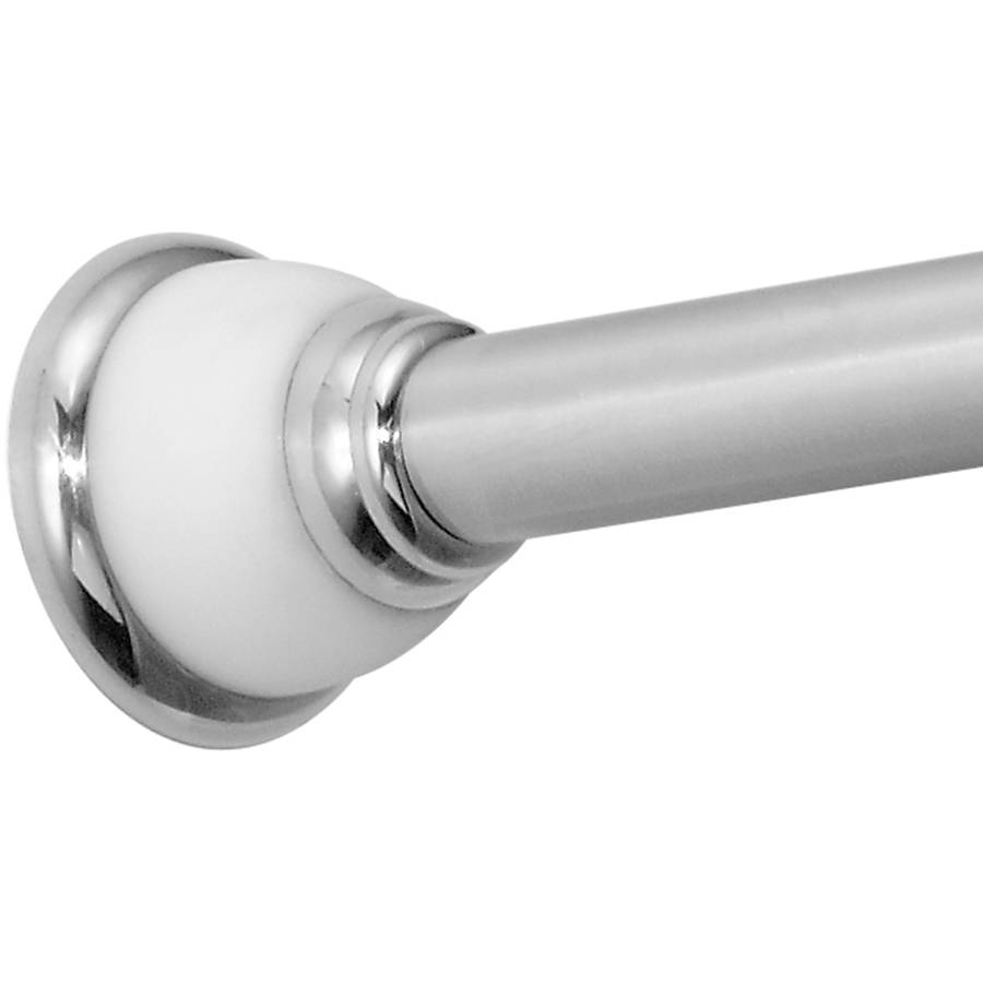 InterDesign York Adjustable Tension Shower Rod 43 In. To 75 In., Polished Stainless Steel/ White