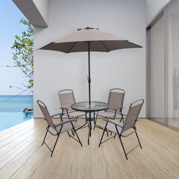 Mobel Outdoor Dining Set, Four Chairs with Umbrella