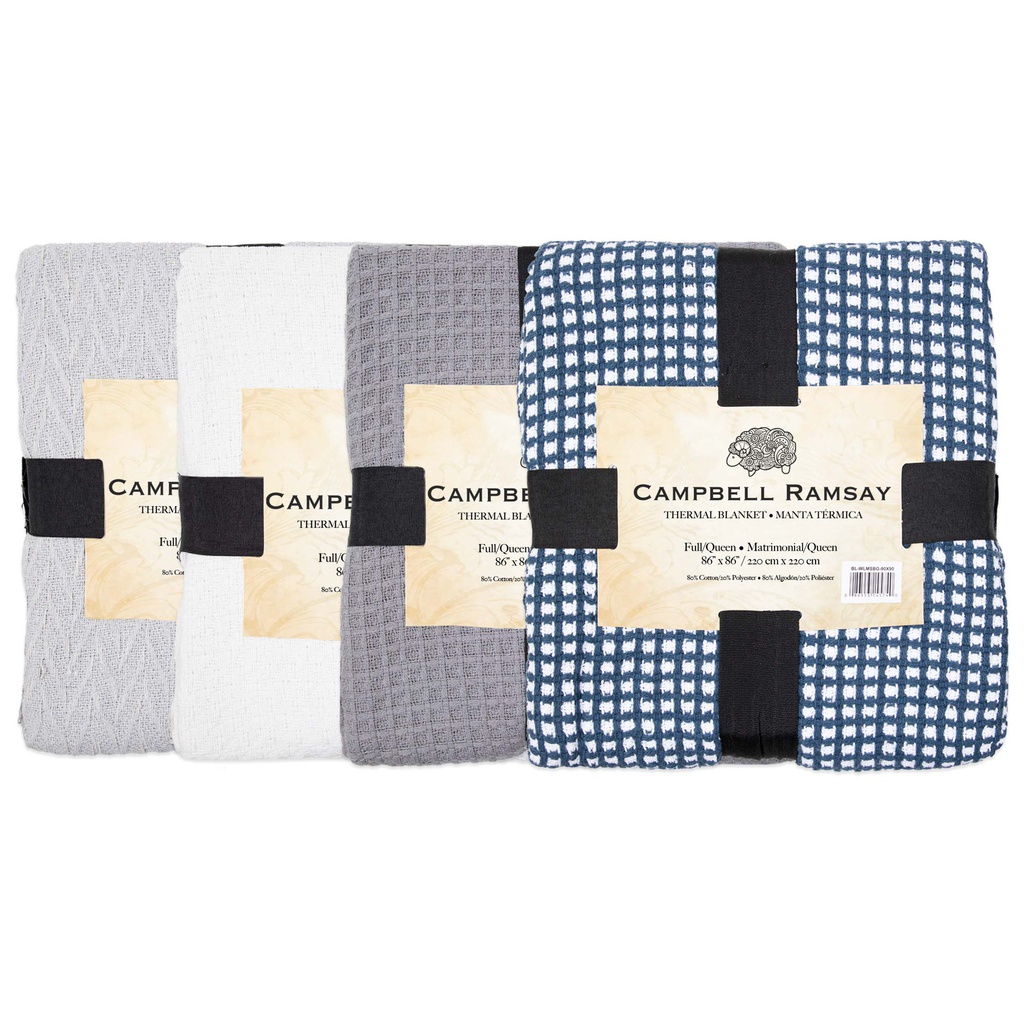 ****Campbell Ramsay Cotton Blanket 66 x 90 In. Assortedu