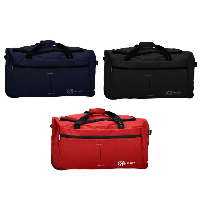 Clipper Club Rolling Duffel Bag 28 In., Black/ Blue/ Red