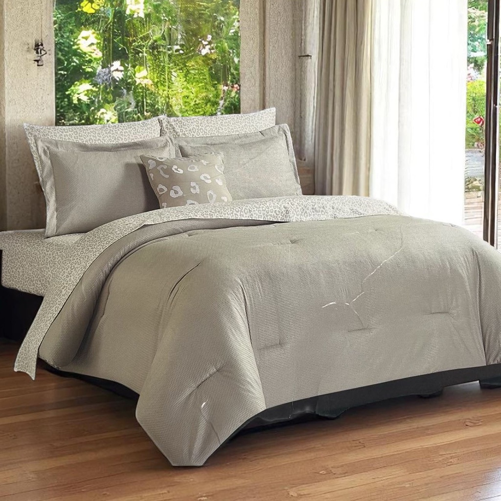 Remington 8pc Comforter Set Queen, Taupe
