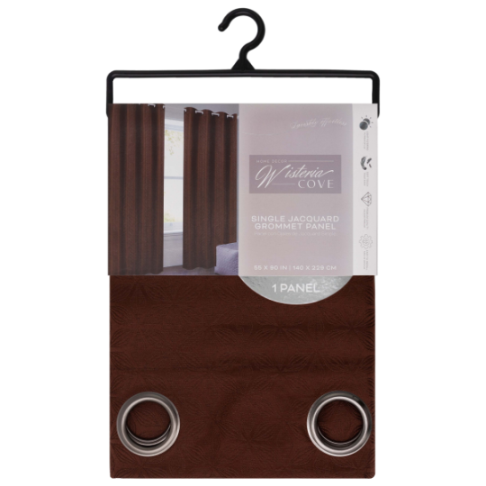 Lenox Grommet Window Curtain Panel 55 x 90 In. Chocolate