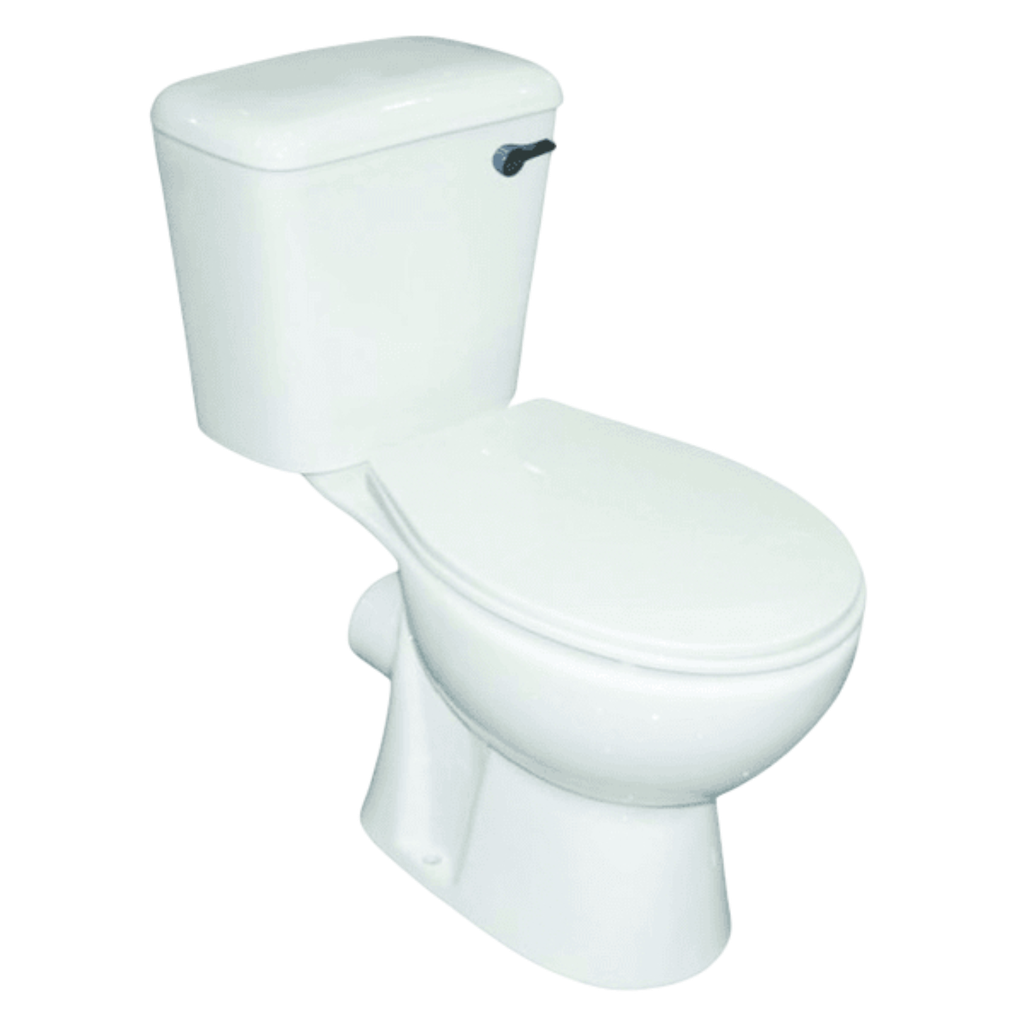 Briggs Two-Piece, P-Trap Toilet, Round, RH Trip Lever, White