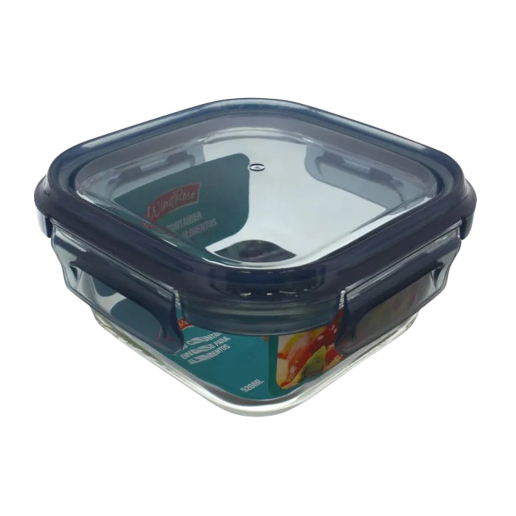 Windrose Glass Food Container Square 520ml

